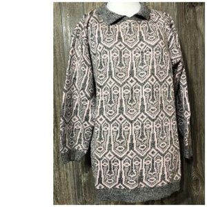 Vintage Women’s Sweater T.Q Size Small Pink & Gray Geometric 80’s